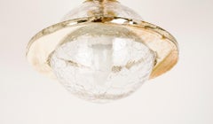 "Angel" Contemporary wall Lamp, Crystal Bowl Craquele, Silvered Glass Ring