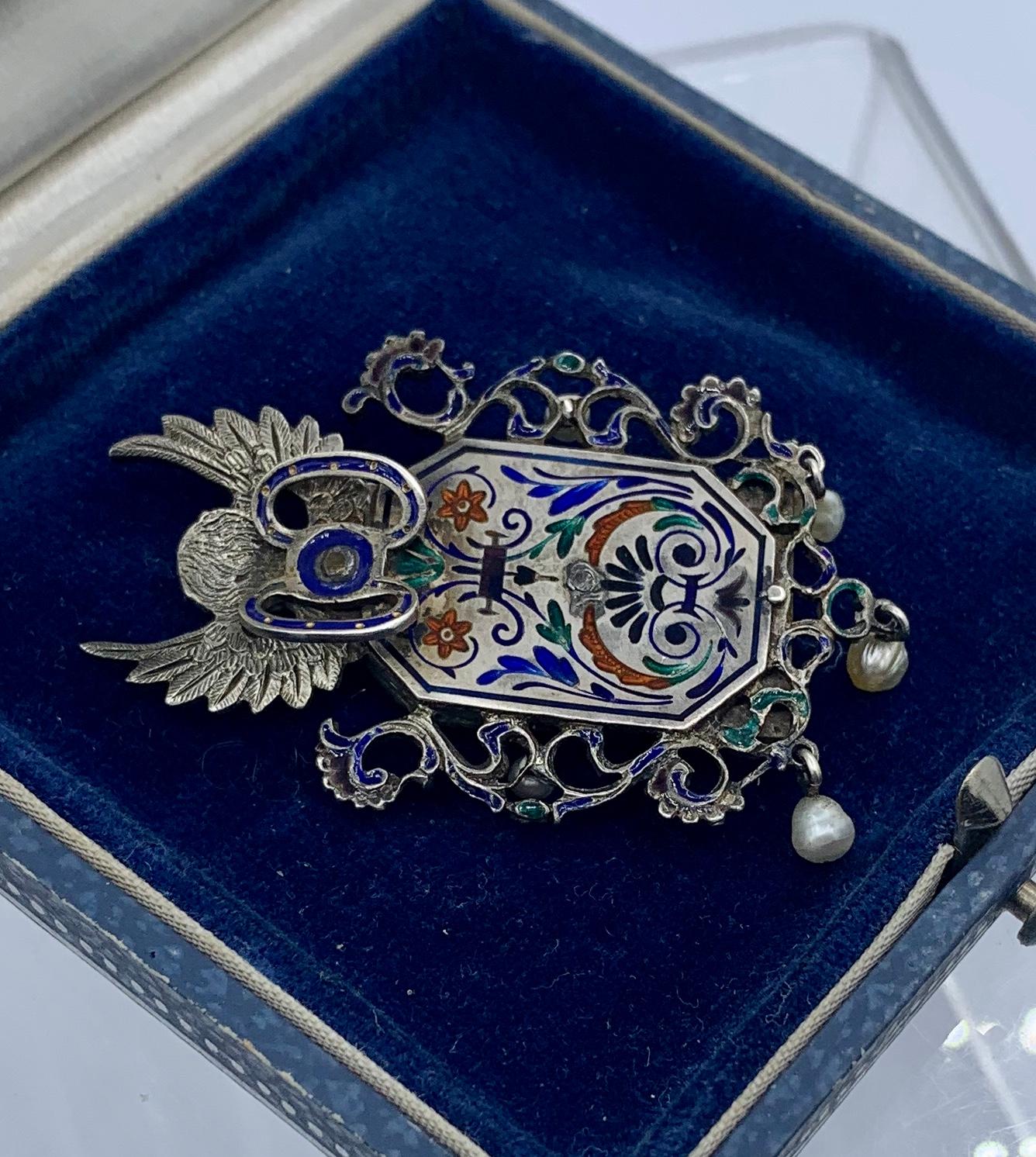 Angel Cupid Ruby Diamond Enamel Pendant Necklace Austro-Hungarian Renaissance For Sale 2