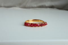 Angel Cut Red Spinel Cluster Ring in 18k Yellow Gold, Burma Origin