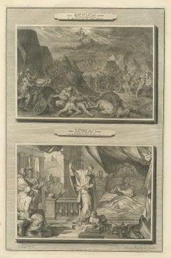 Angel Destroys the Assyrian Army and Hezekiah's Recovery, Mortier, circa 1700