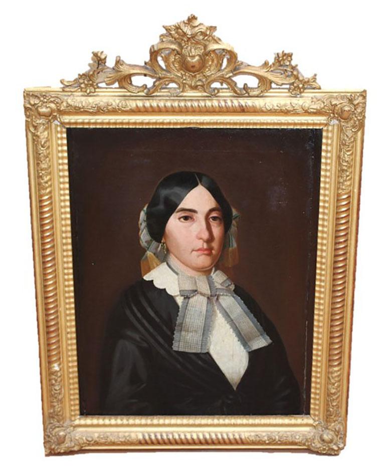 Angel Diaz Pines (1825 - 1869)  Portrait Painting - Óleo sobre tela - Retrato femenino - Año 1855