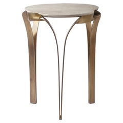 "Angel-Falls" Side Table in Cream Shagreen & Bronze-Patina Brass, R & Y Augousti