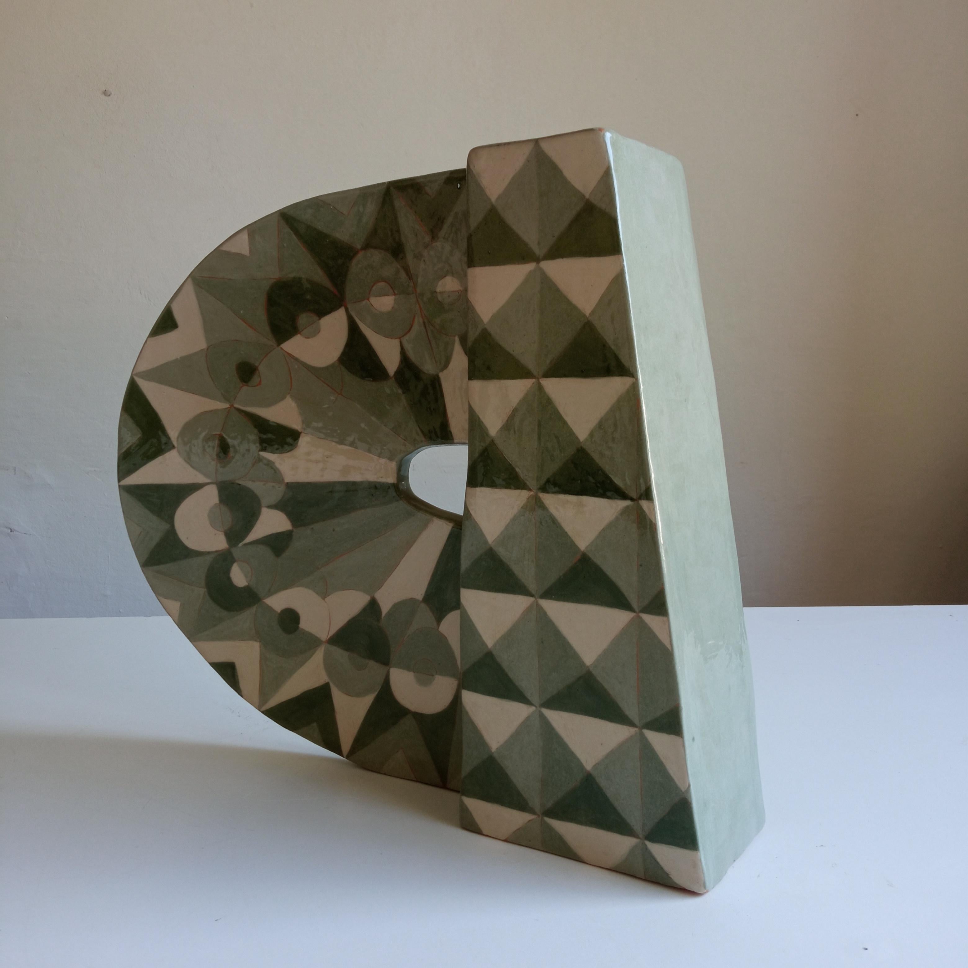 Modern ANGEL GREEN&WHITE - Terracotta- XXI Century - by Chiara Berta Artist For Sale