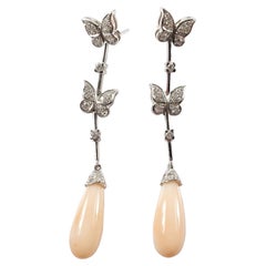 Angel Hair Drop Corals in Diamond Pavé Butterflies