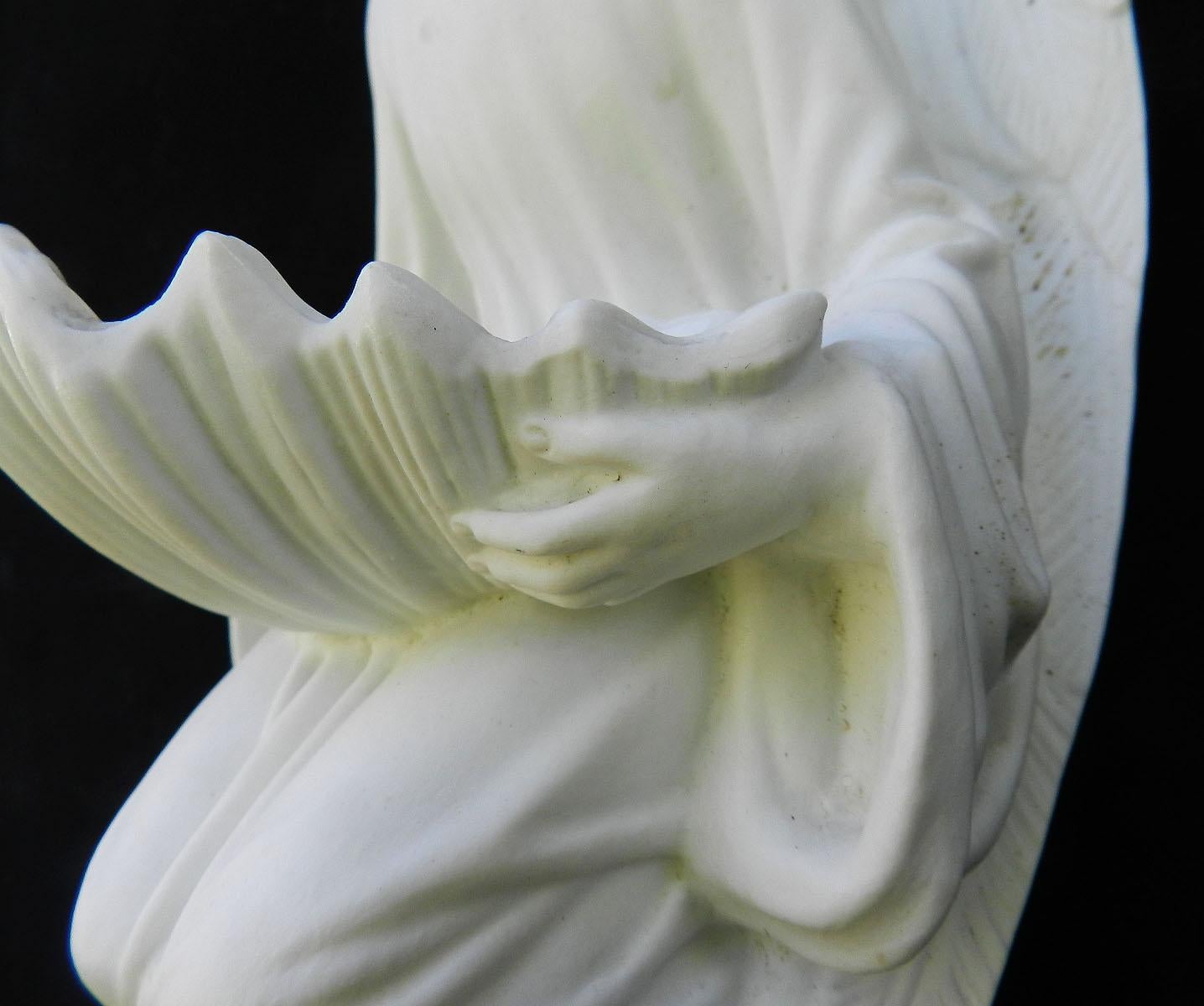 Marble Angel Holy Water Font Vintage, 20th Century