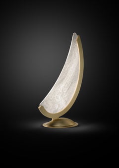 Angel Large Table Lamp, Brushed Matt Gold, Pulegoso Transparent Glass, Italy