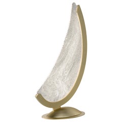 Angel Large Table Lamp, Brushed Matt Gold, Pulegoso Transparent Glass, Italy