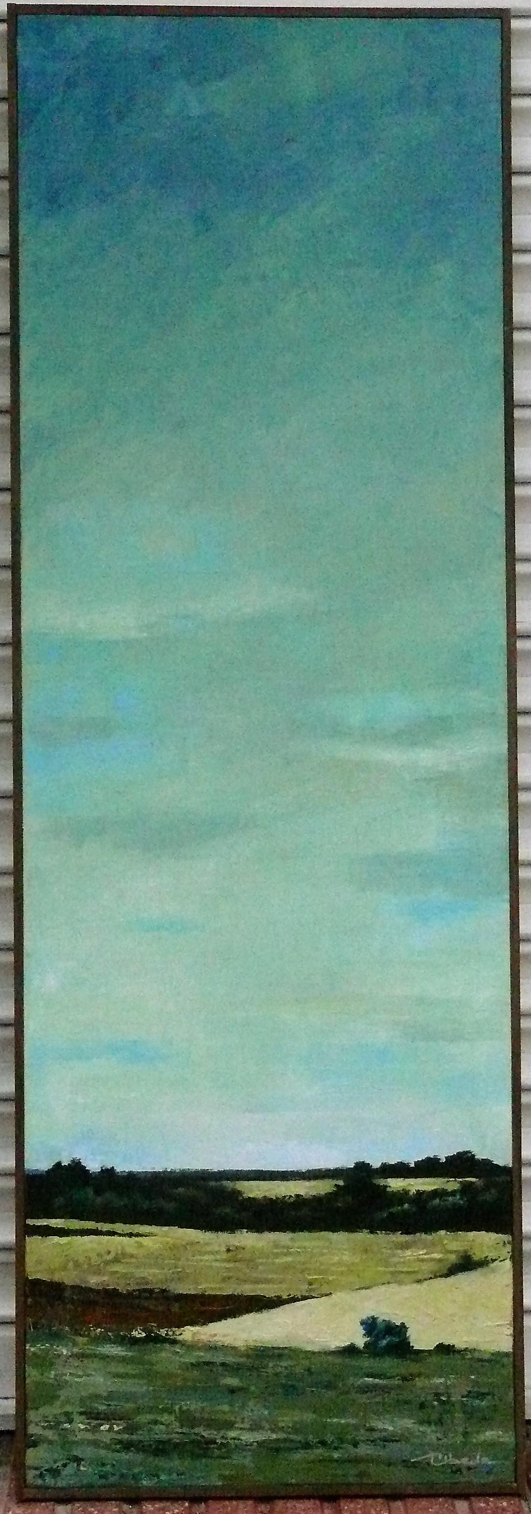 Cirrocumulus. Acryl auf Leinwand. Úbeda Moderne vertikale Landschaft – Painting von Ángel Luis Úbeda