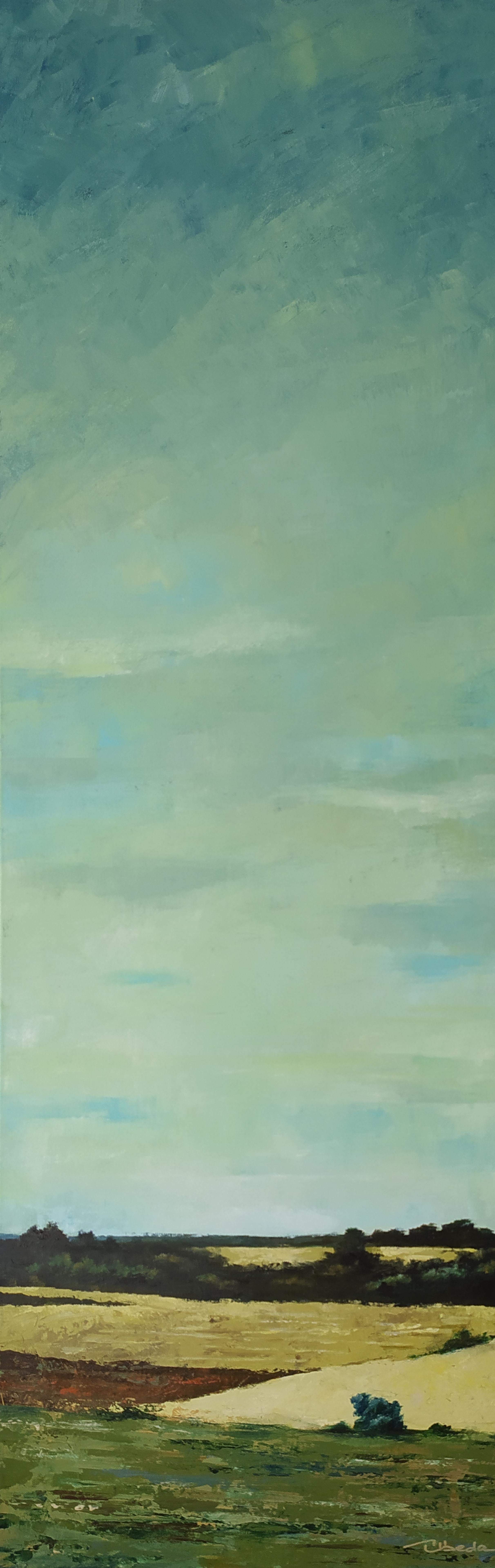 Cirrocumulus. Acrylique sur toile. The Modern Modernity Landscape (Paysage vertical moderne) - Moderne Painting par Ángel Luis Úbeda