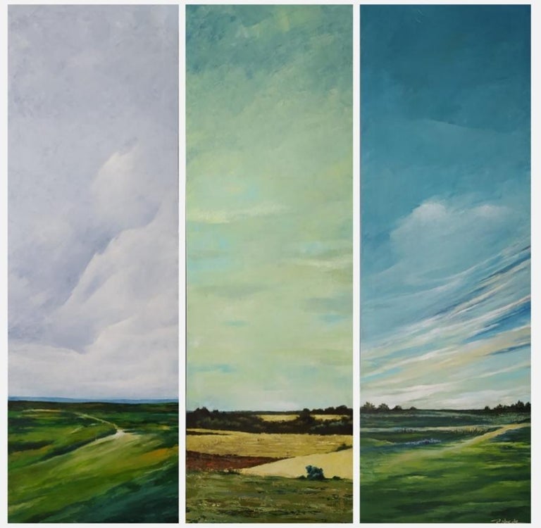 Cirrus

Acrylic / canvas 150 x 50 cm.
Vertical landscape where the predominance of the sky transmits the living and real contact with the fresh and transparent air, its luminosity nuanced by the thin bands of some clouds.
(The artist frames almost