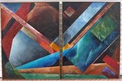 "Ditetris descarado" Úbeda Geometrical colorful Acrylic on canvas Modern Diptych