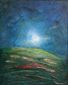 Expectant night. Úbeda Modern Abstract Landscape Acrylic/mixed media on canvas