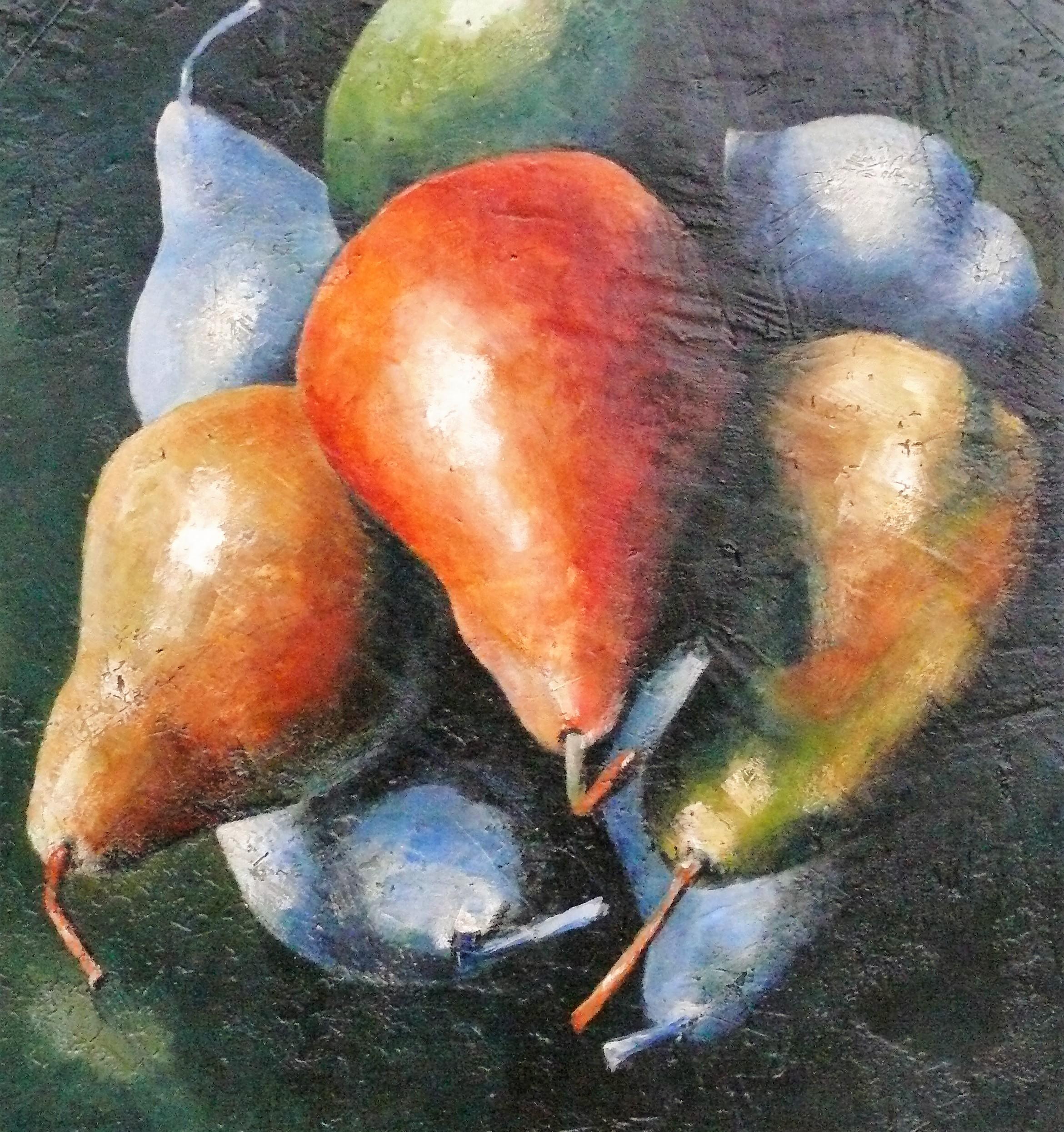 Frutta Satellite. Fantasy moderno. Natura morta figurativa. Pittura acrilica su pannello - Painting Moderno di Ángel Luis Úbeda
