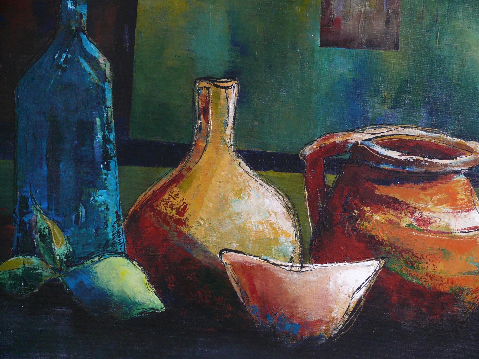 Modern Still-life Úbeda acrylic on canvas Perched of clay and glass For Sale 1