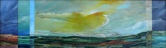Restless Sky. Úbeda Modern fragmented into planes landscape. Yelow blue colors.