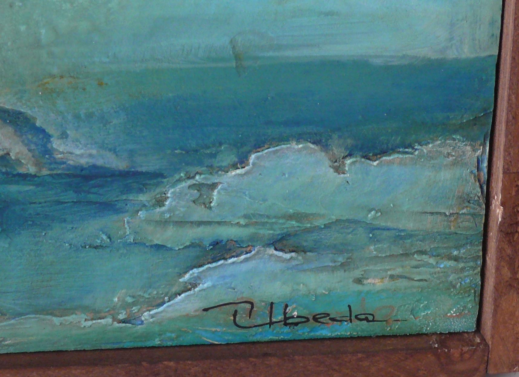 Restless Sky. Úbeda Modern fragmented into planes landscape. Yelow blue colors. For Sale 1