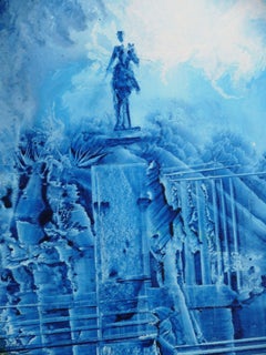 Retiro Park (Madrid) unstructured Acrylic and oil. Blue and green Landscape