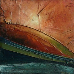 "Tesela 6". Úbeda. Técnica mixta/panel Abstracto naranja verde azul Paisaje