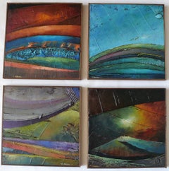 "Teselas". Úbeda. 4 piezas acrílico sobre panel formando paisaje abstracto en mosaico