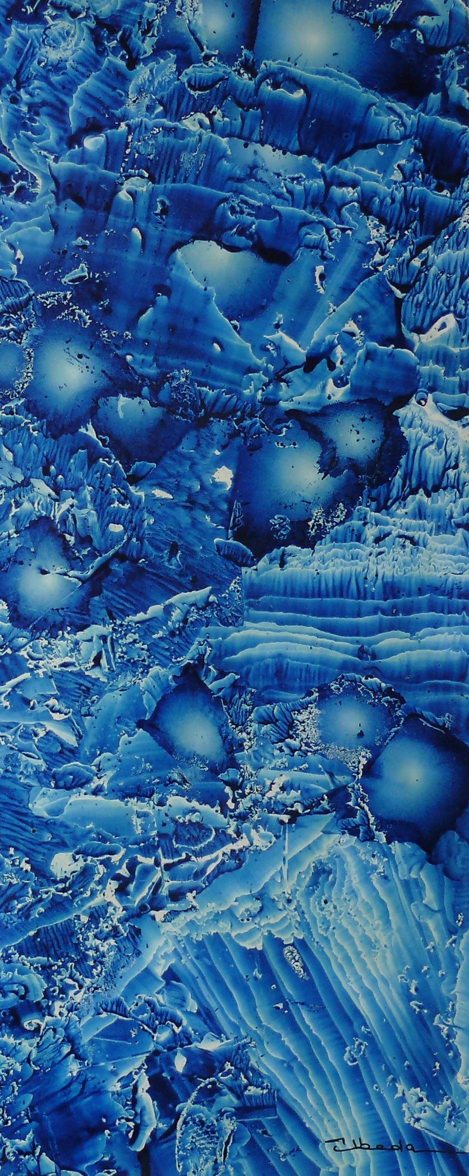 Under The Sea Series Nº 16. Úbeda. Oil fantasy blue underwater landscape.  - Painting by Ángel Luis Úbeda