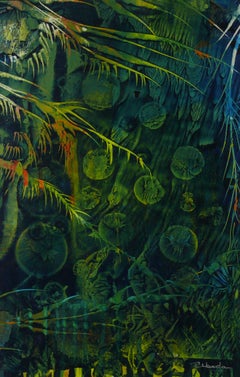 Under The Sea Series Nº 18. Úbeda. Oil fantasy orange green underwater landscape