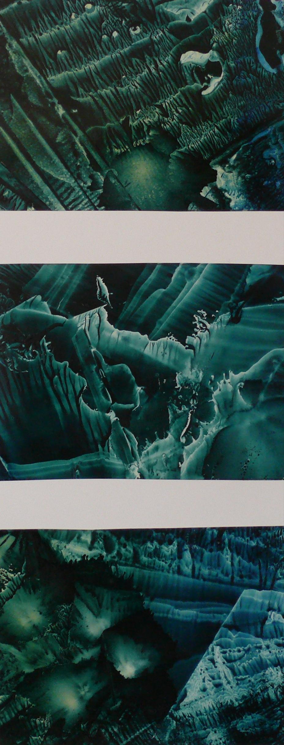 Figurative Painting Ángel Luis Úbeda - Série Under The Sea N 20. beda. Paysage sous-marin vert fantaisie à l'huile. 