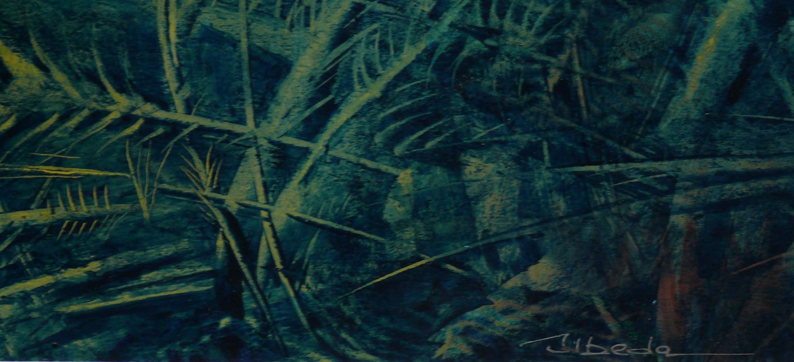 Série Under The Sea Nº 3. Úbeda. Paysage sous-marin fantastique à l'huile. - Painting de Ángel Luis Úbeda