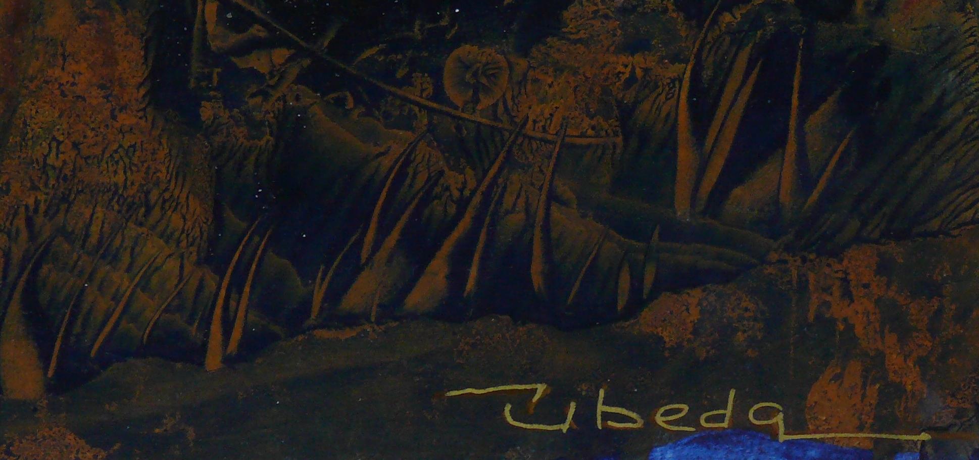 Série Under the sea N 5 beda. Paysage fantastique à l'huile sous-marin. - Painting de Ángel Luis Úbeda