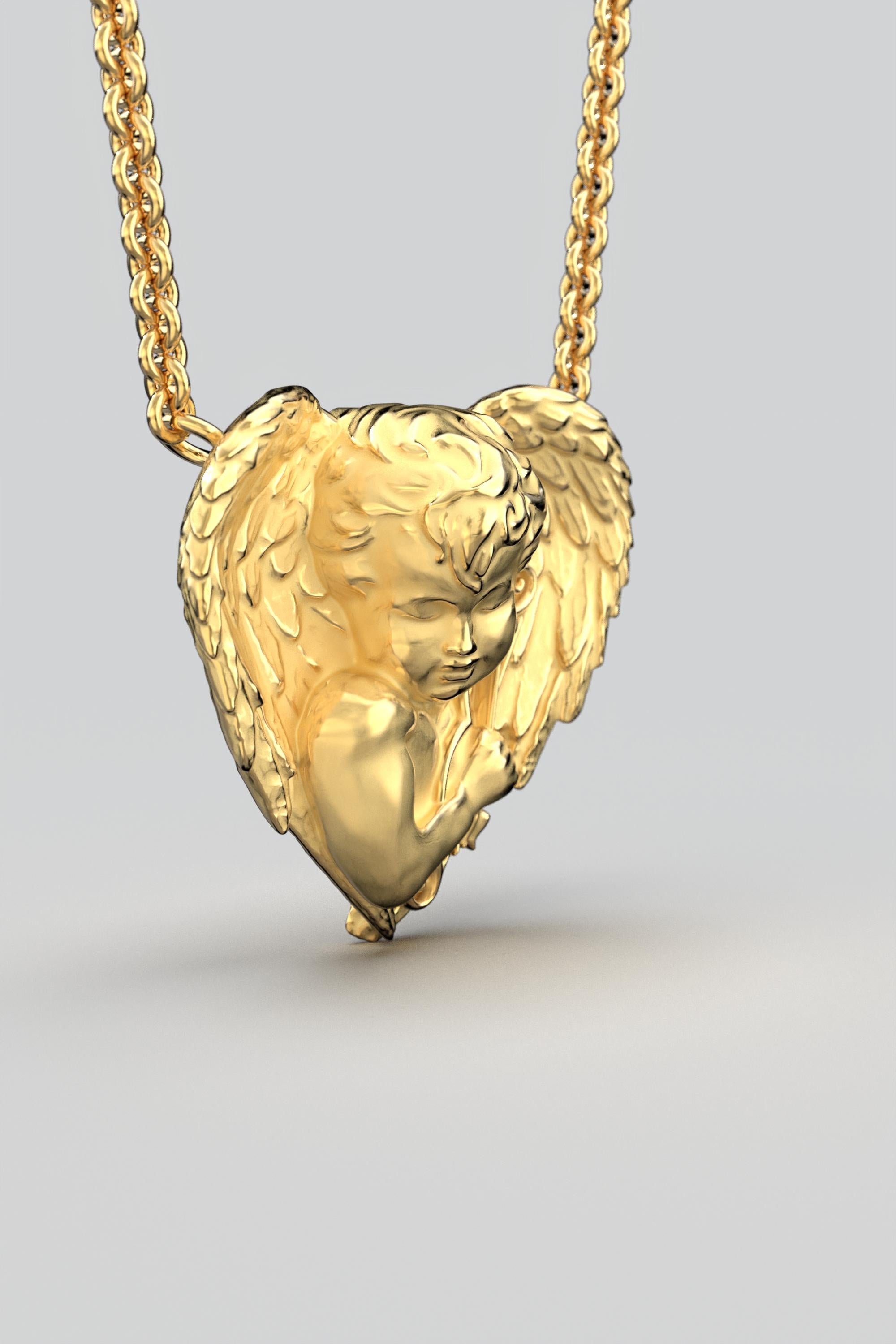 Angel-Halskette aus 14 Karat Gold, hergestellt in Italien von Oltremare Gioielli (Barock) im Angebot
