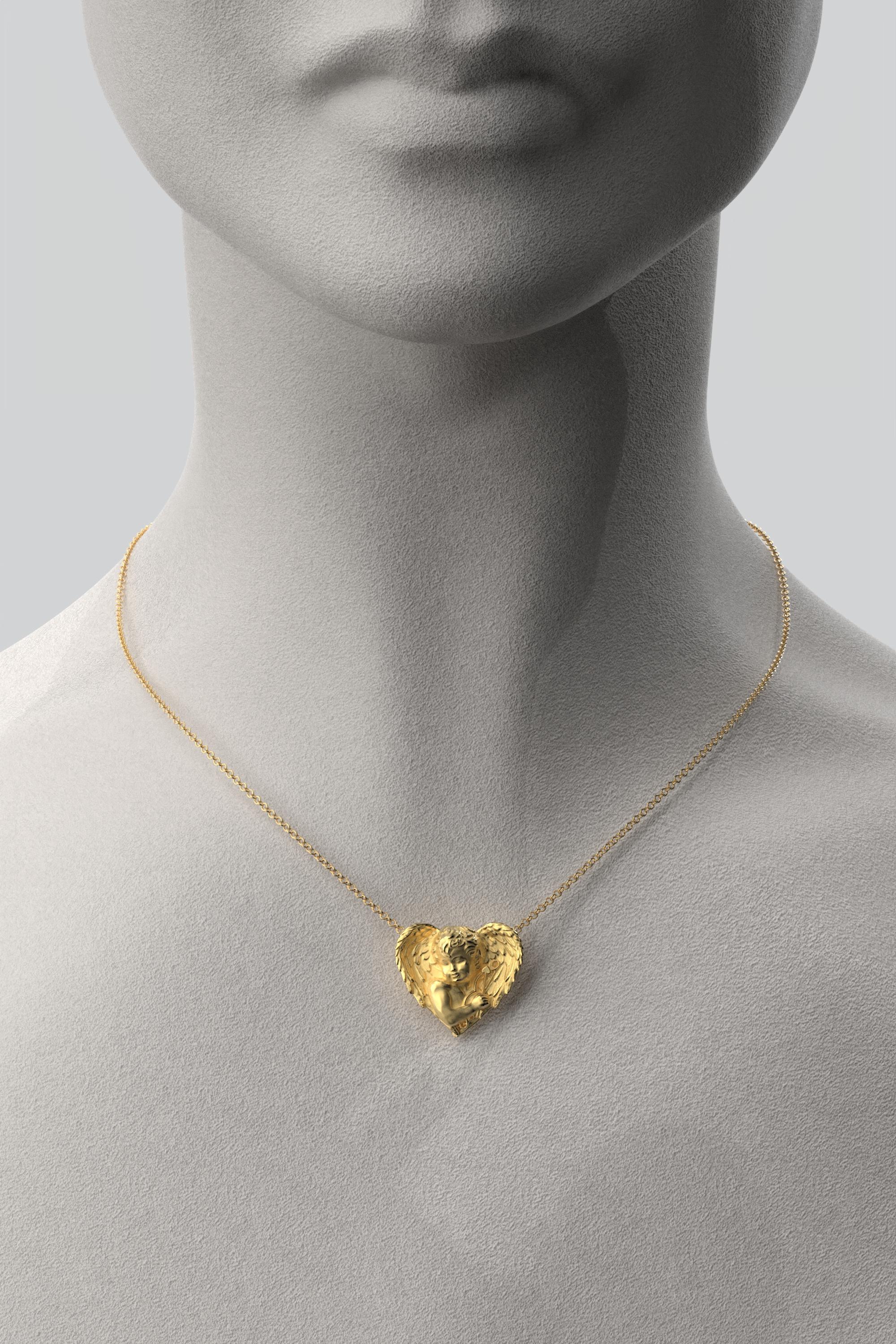 Angel-Halskette aus 14 Karat Gold, hergestellt in Italien von Oltremare Gioielli im Zustand „Neu“ im Angebot in Camisano Vicentino, VI
