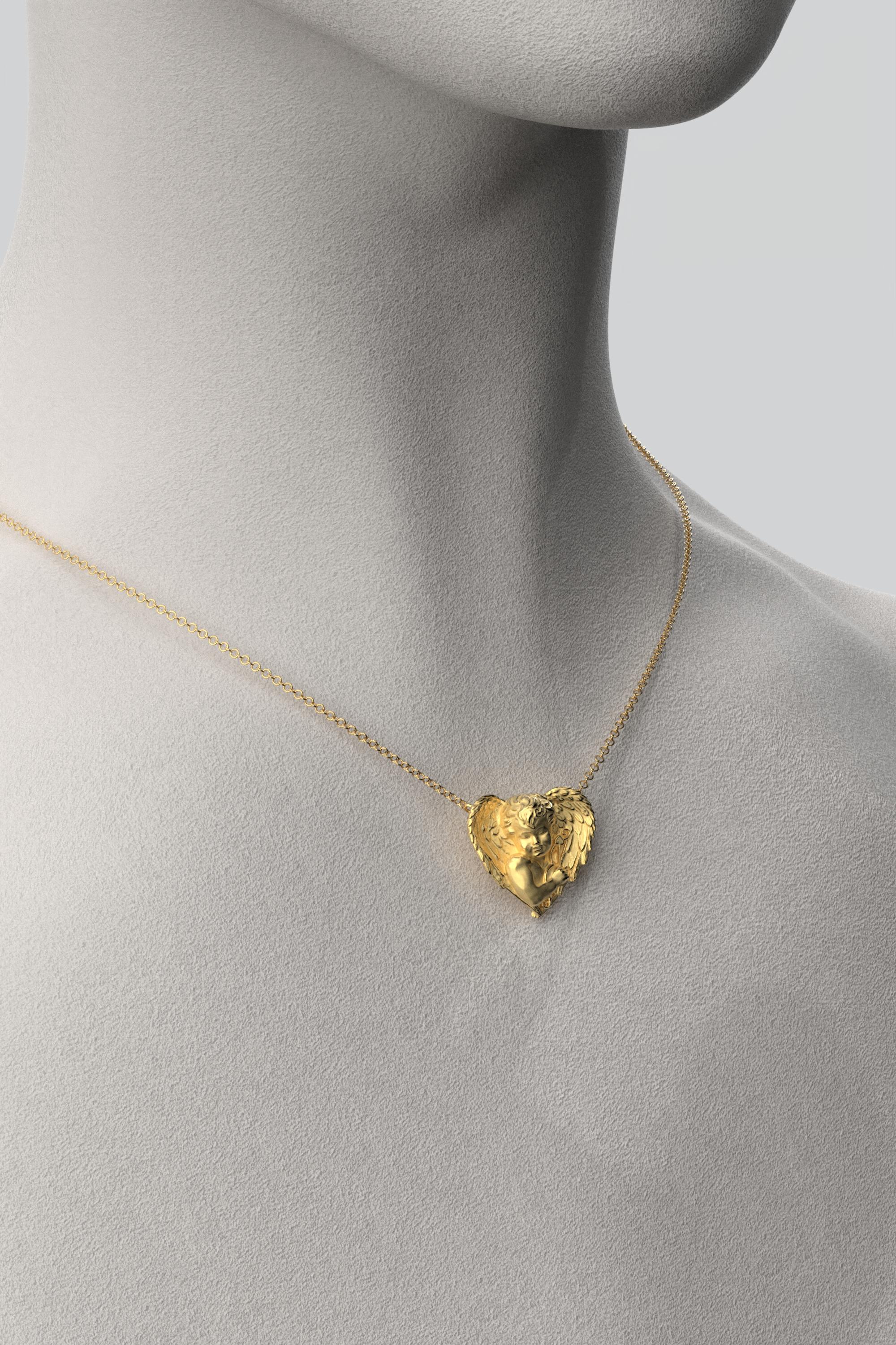 Angel-Halskette aus 14 Karat Gold, hergestellt in Italien von Oltremare Gioielli im Angebot 2