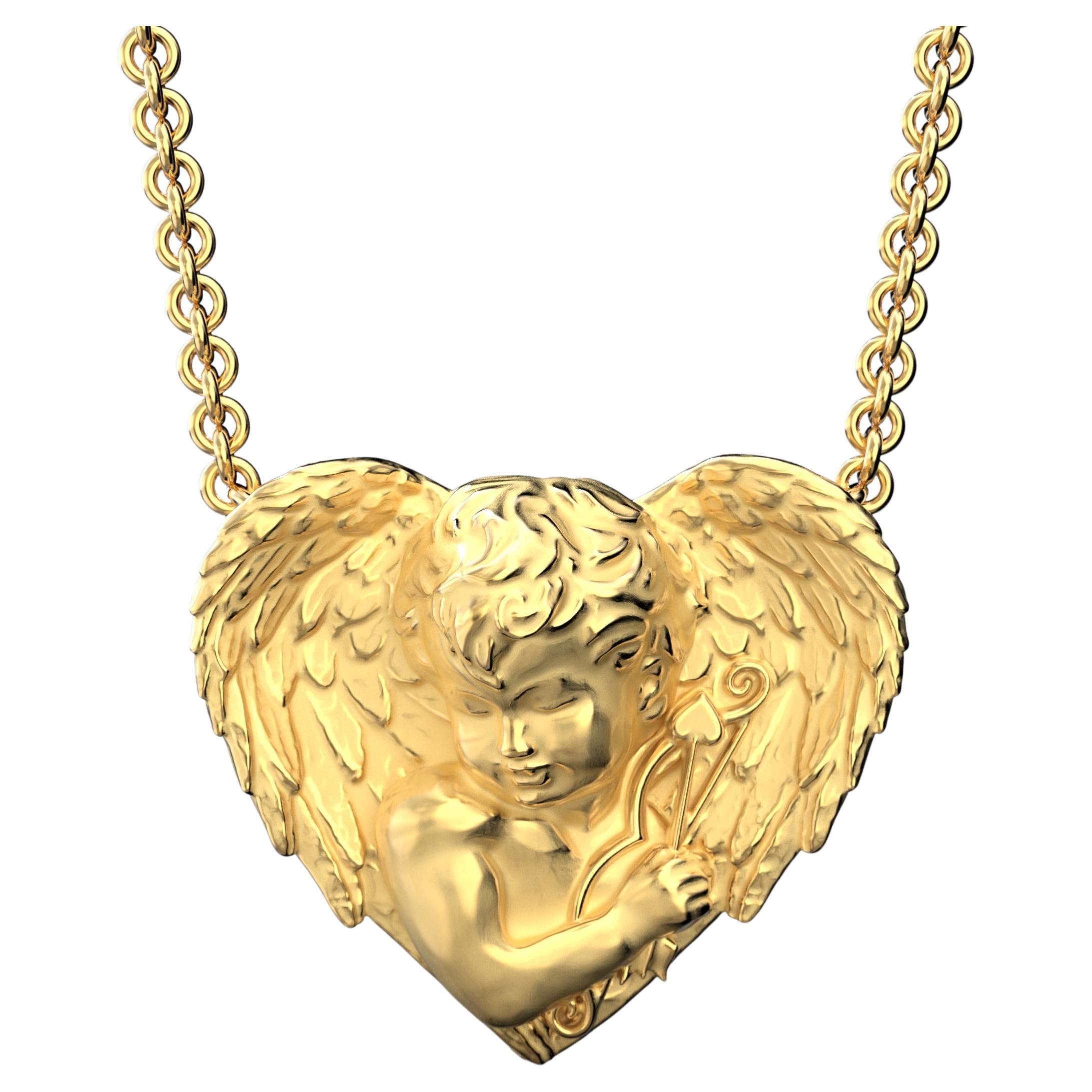 Angel-Halskette aus 14 Karat Gold, hergestellt in Italien von Oltremare Gioielli