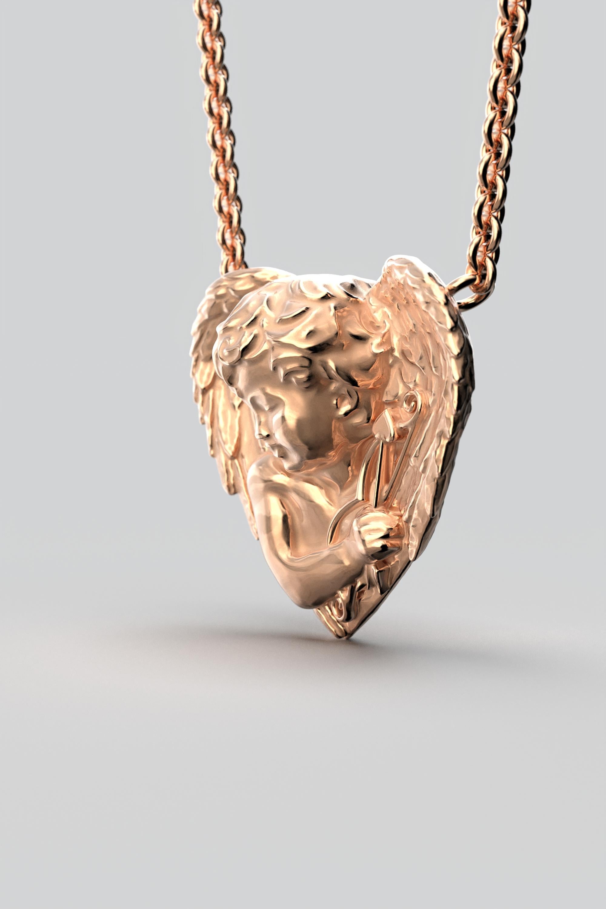 Angel-Halskette aus 18 Karat Gold, hergestellt in Italien von Oltremare Gioielli (Barock) im Angebot