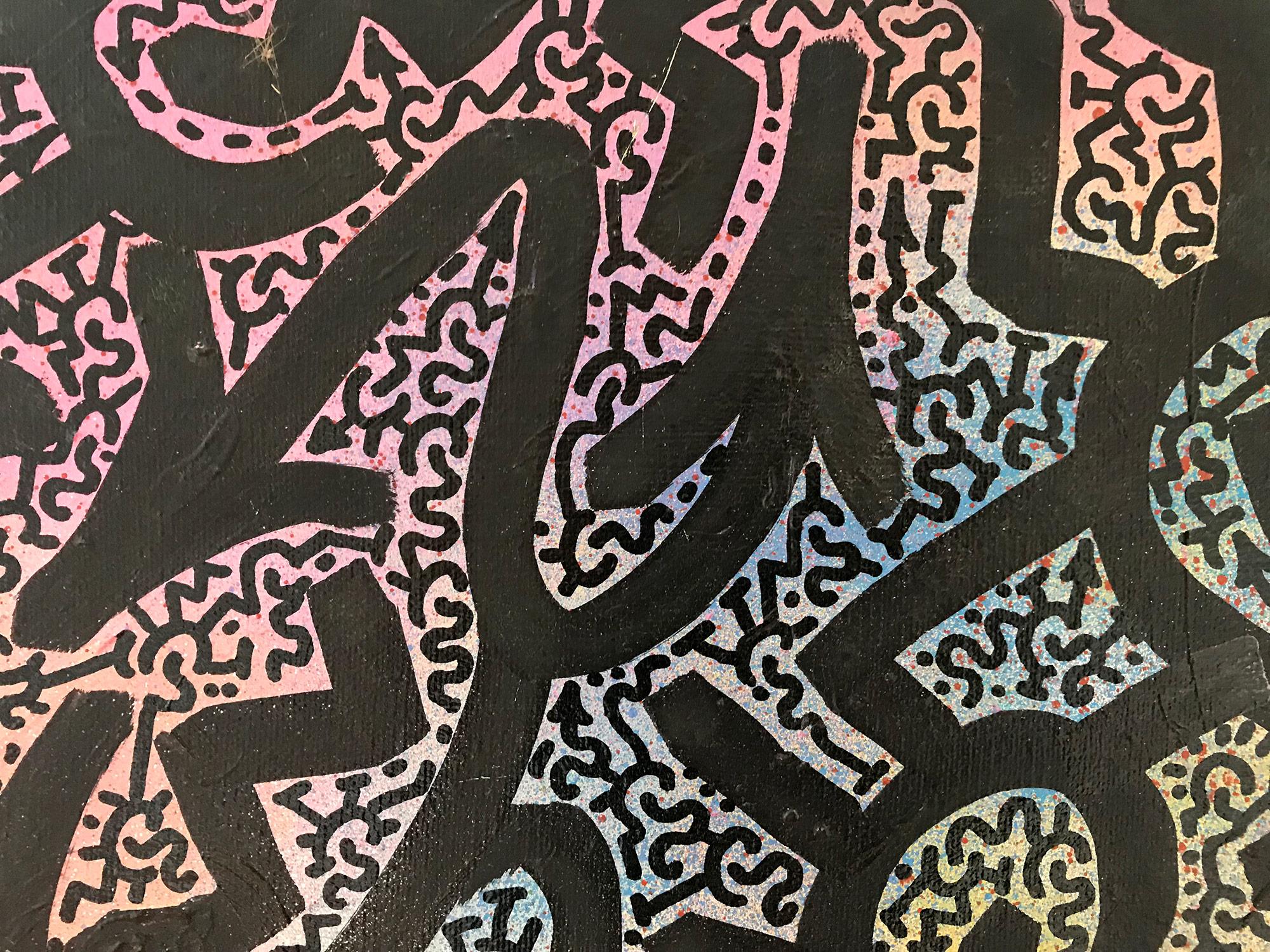 Tag on Prism of Colors, Partner of Keith Haring, Street Art - Painting by LA II (Angel Ortiz)