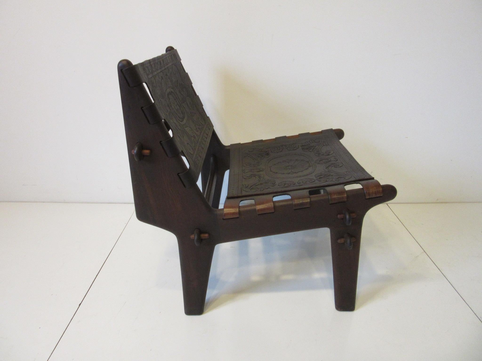 Adam Style Angel Pazmino Brazilian Rosewood / Leather Lounge Chair