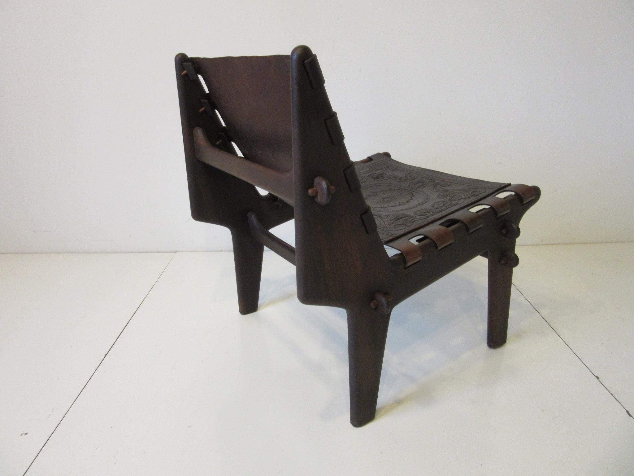Ecuadorean Angel Pazmino Brazilian Rosewood / Leather Lounge Chair