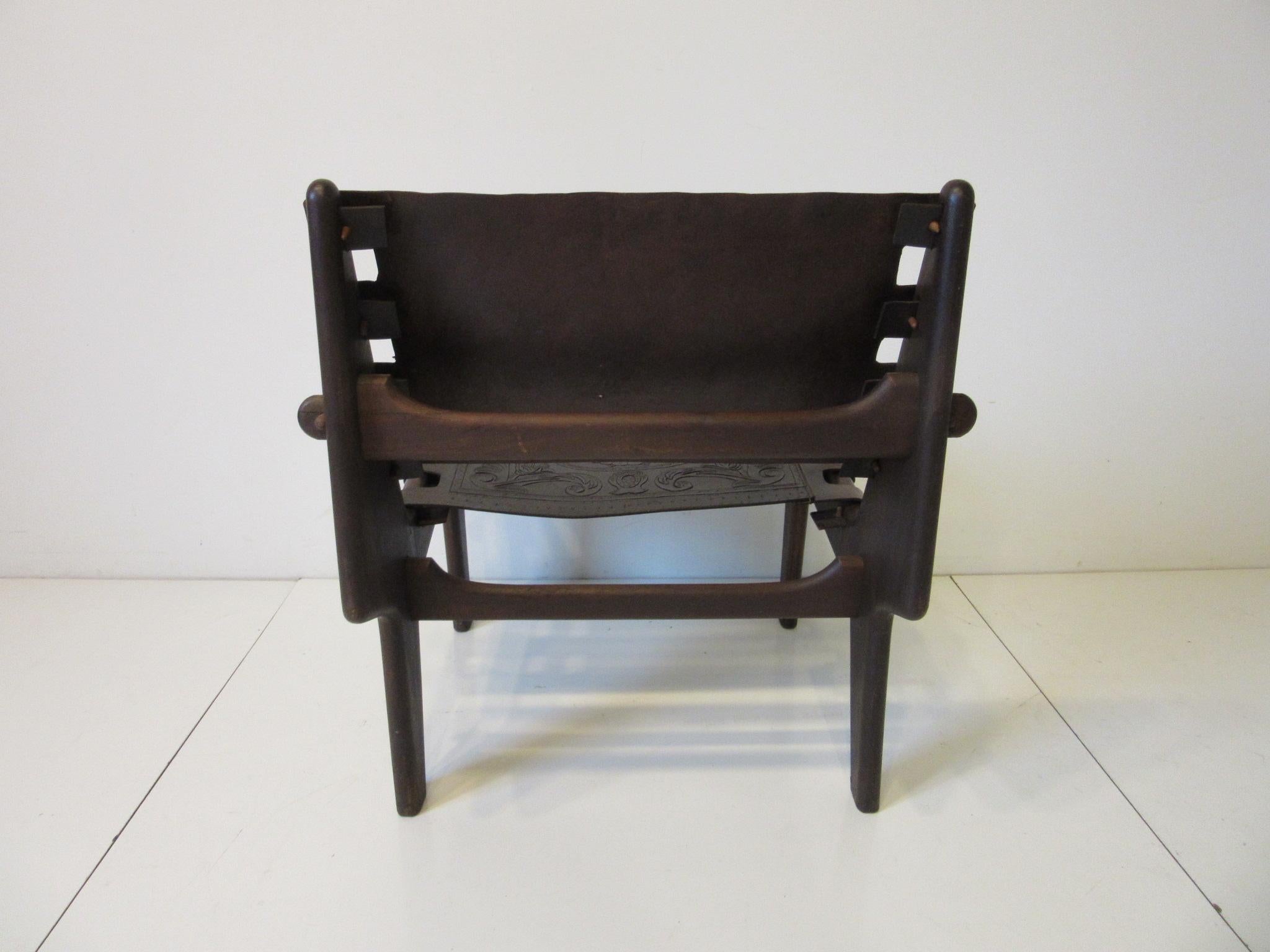 Angel Pazmino Brazilian Rosewood / Leather Lounge Chair In Good Condition In Cincinnati, OH