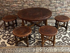 Angel Pazmino Coffee Table with Stools, Equador, circa 1960s