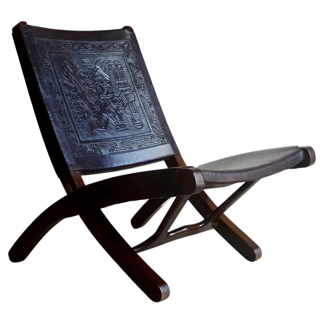 Ángel Pazmiño Folding Chair, Produced by "Muebles De Estilo", Ecuador, 1960s For Sale