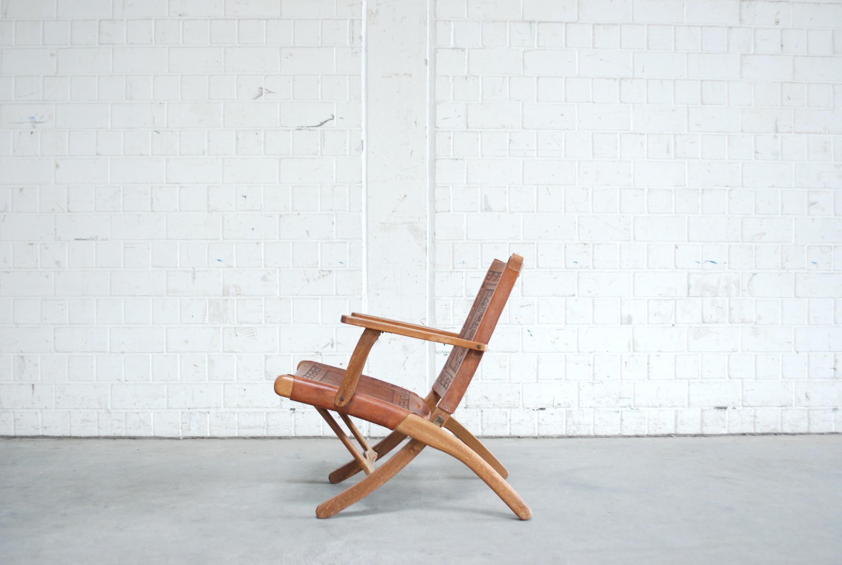20th Century Angel Pazmino Folding Leather Lounge Chairs for Muebles de Estilo