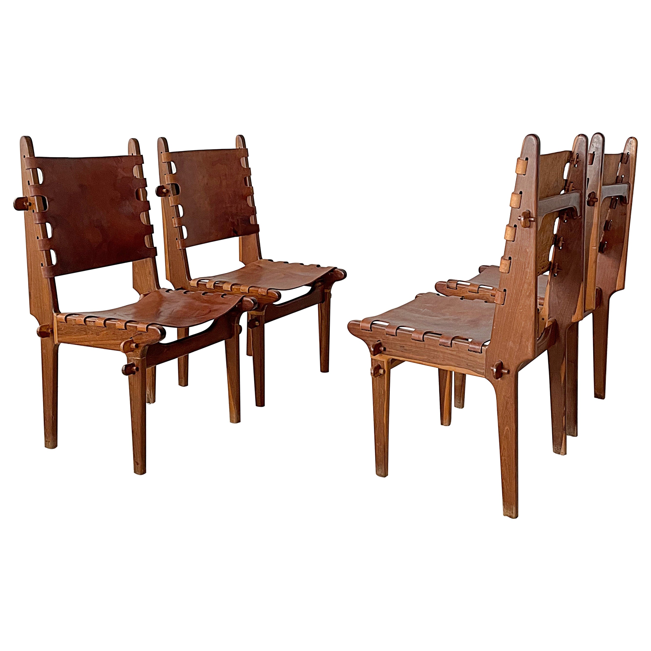 Angel Pazmino für Muebles De Estilo Stühle, Palisanderholz und Leder, 1960er Jahre, Ecuador