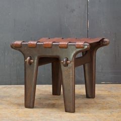 Angel Pazmino Handcrafted Rustic Leather Native Ecuadorian Sling Stool