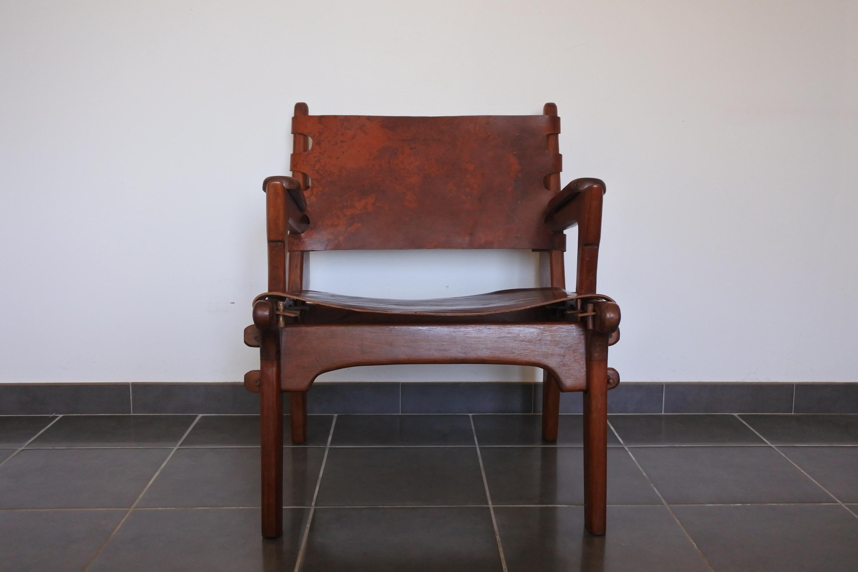 Angel Pazmino Leather Armchair and Ottoman for Muebles De Estilo, Ecuador 1960s 4