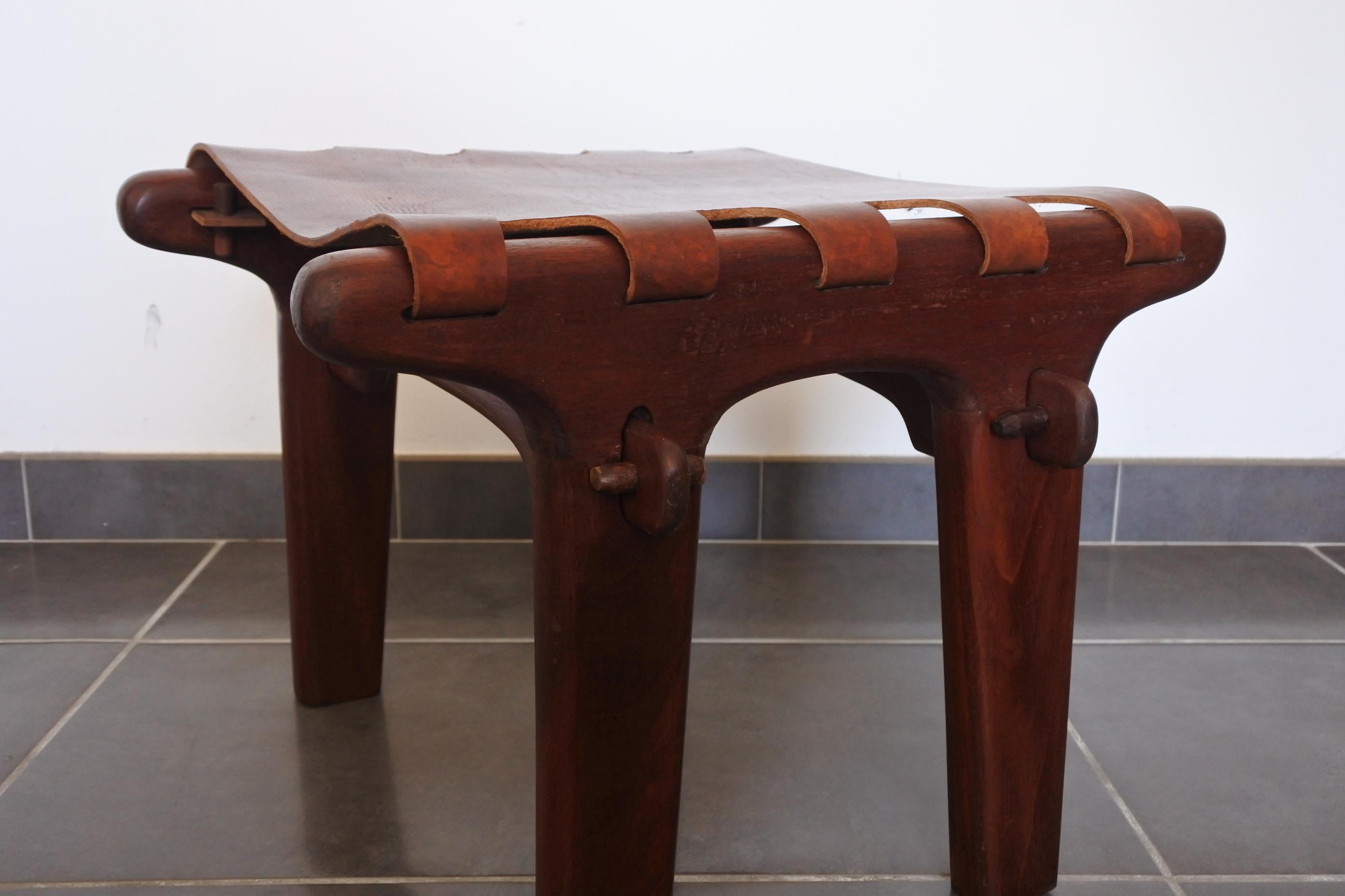 Angel Pazmino Leather Armchair and Ottoman for Muebles De Estilo, Ecuador 1960s 11