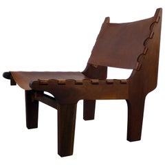 Angel Pazmino Leather Lounge Chair 1970s Ecuador