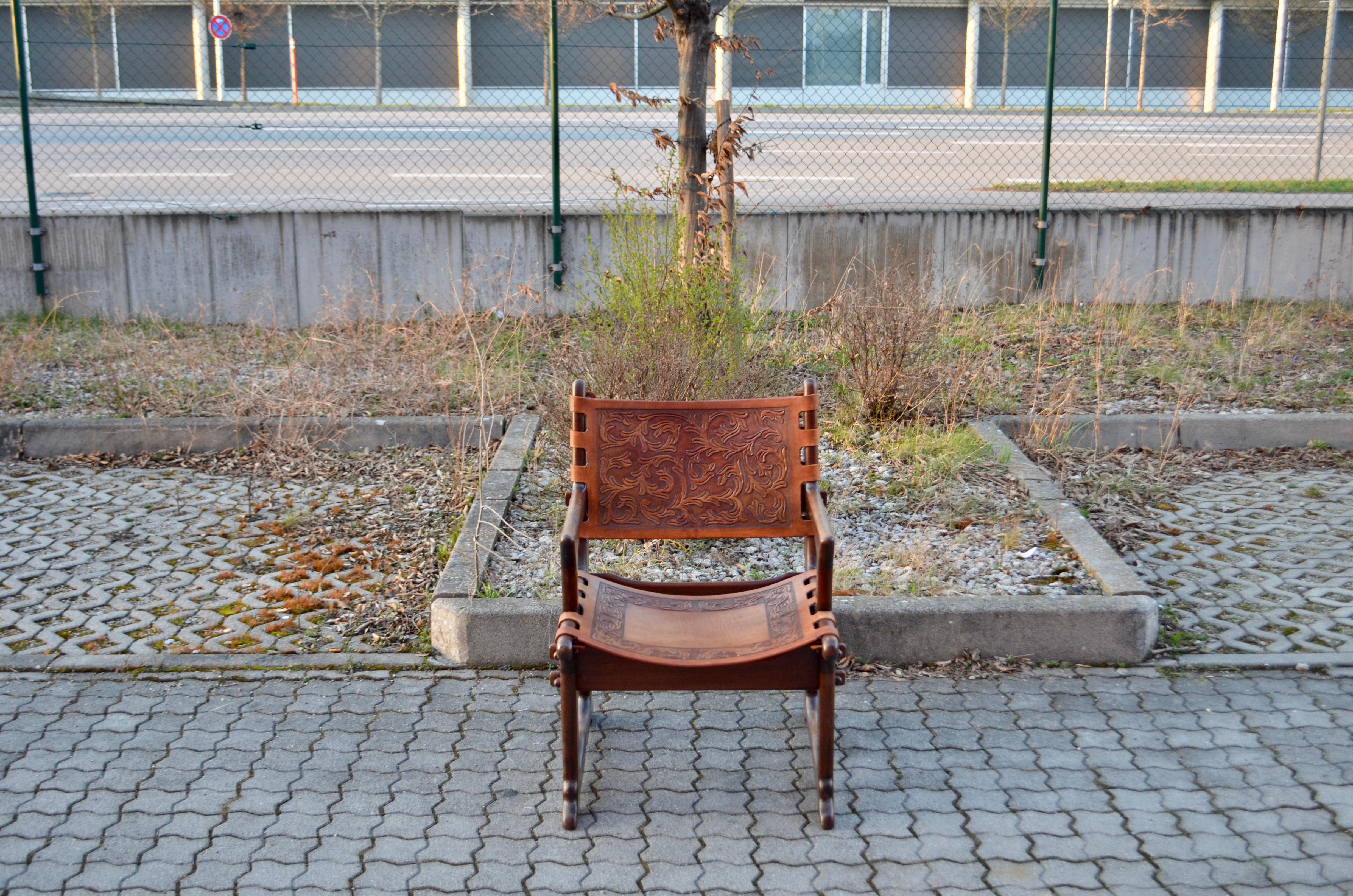 Ecuadorean Angel Pazmino Leather Rare Lounge Chairs for Muebles de Estilo, Set of 2 For Sale