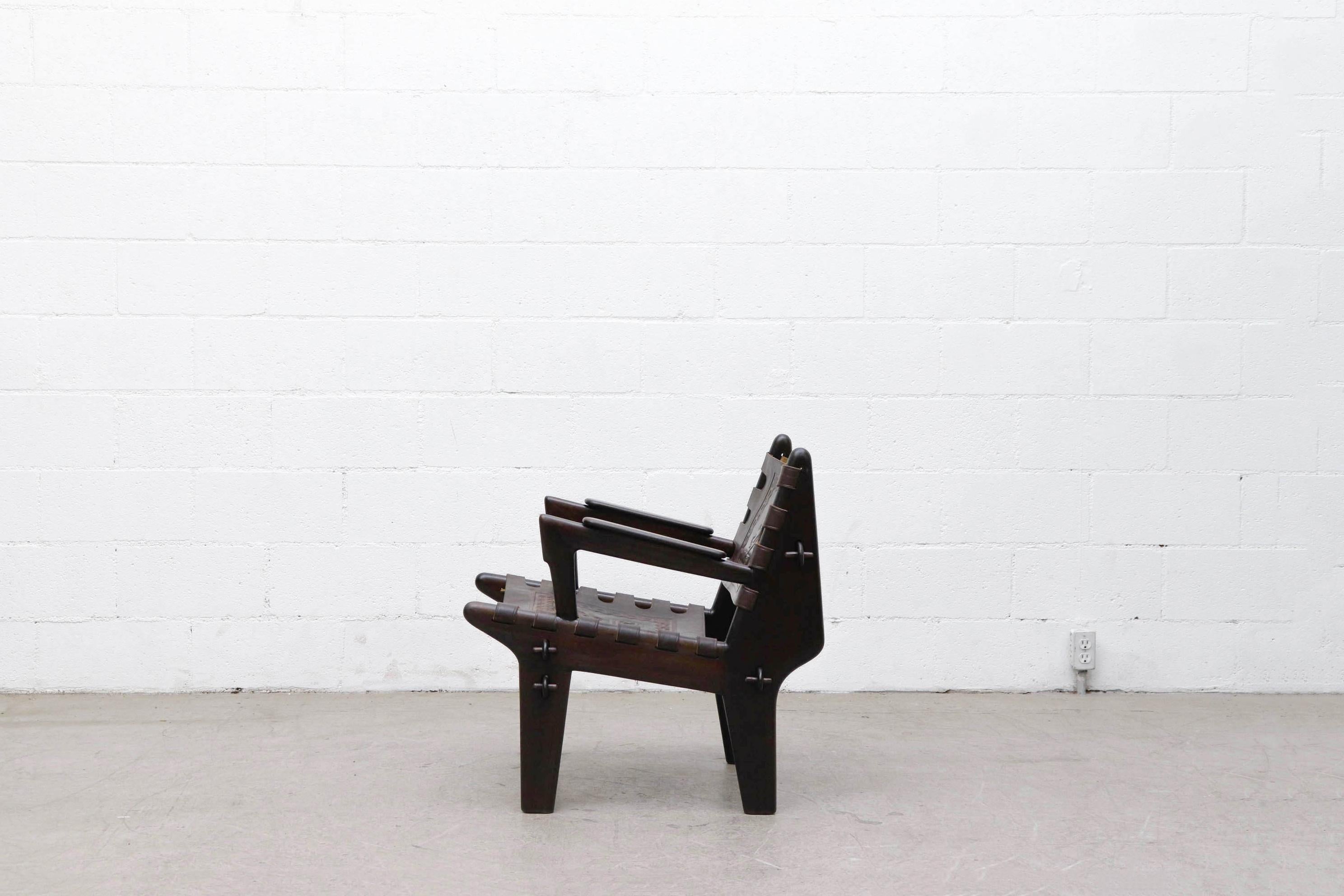 Mid-Century Modern Angel Pazmino Leather Safari Chair