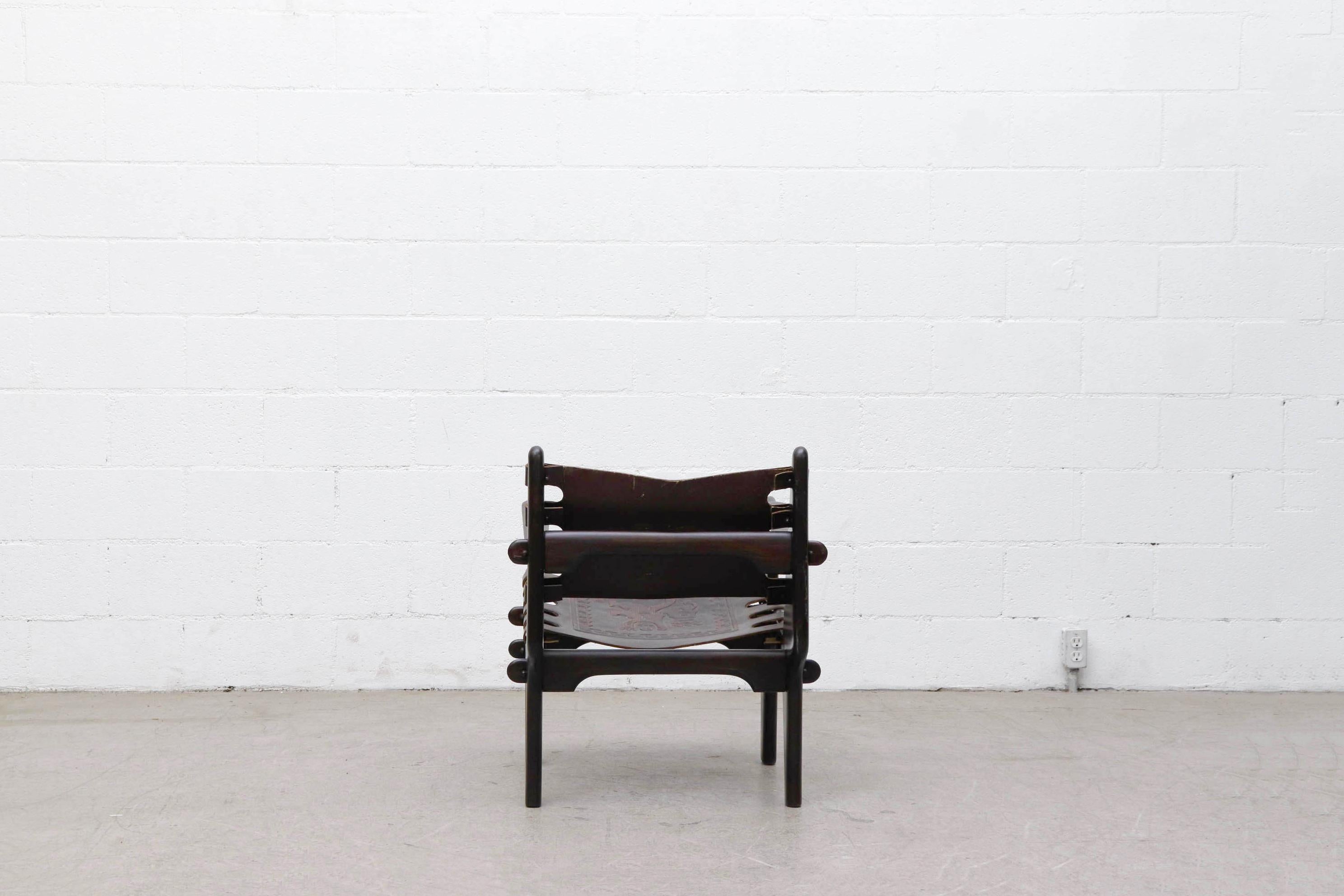 Mid-20th Century Angel Pazmino Leather Safari Chair