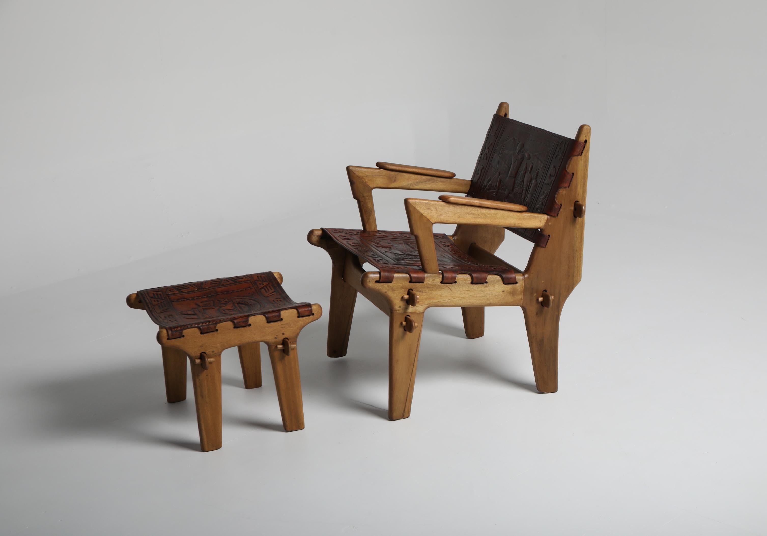 Angel Pazmino Lounge Chair mit Ottomane, Muebles De Estilo, Ecuador, 1960er Jahre
