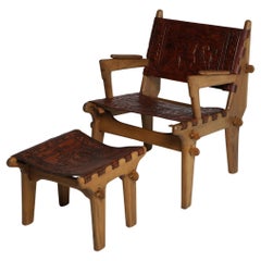 Vintage Angel Pazmino Lounge Chair with Ottoman, Muebles De Estilo, Ecuador, 1960s